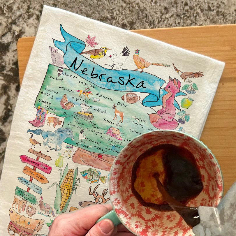 Nebraska Map Tea Towel – Cornfields & Community