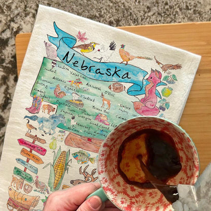 Nebraska Map Tea Towel – Cornfields & Community