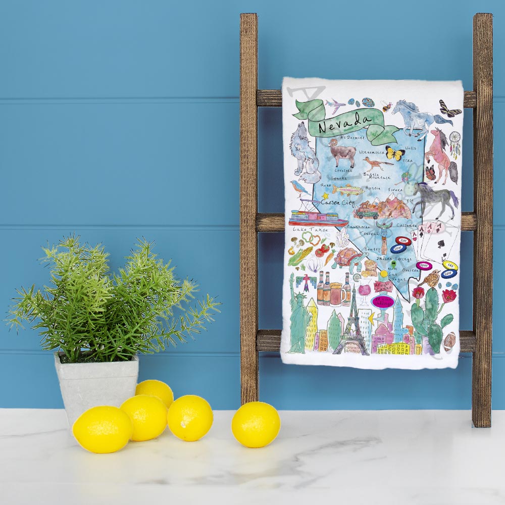 Nevada Map Tea Towel – Canyons & Casinos