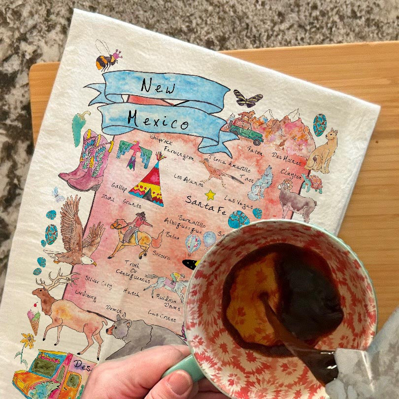 New Mexico Map Tea Towel – Art, Desert & Sun