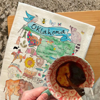 Oklahoma Map Tea Towel – Dust, Drive & Heartland