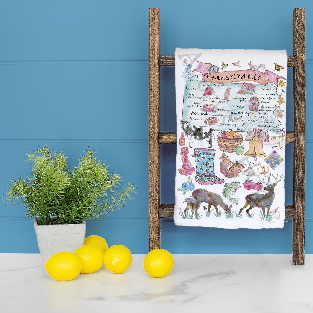 Pennsylvania Map Tea Towel – Liberty, Amish & Alleghenies