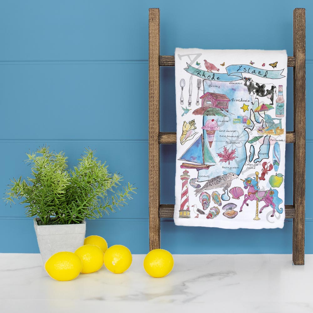 Rhode Island Map Tea Towel – Small State, Big Charm