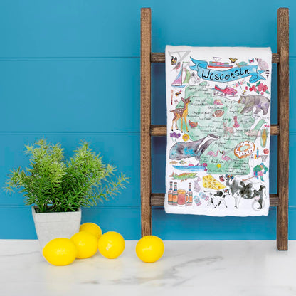 Wisconsin Map Tea Towel – Beer, Brats & Great Lakes