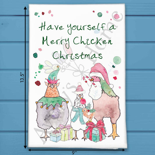 Merry Chicken Christmas Homestead Kitchen Décor Tea Towel