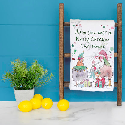 Merry Chicken Christmas Homestead Kitchen Décor Tea Towel