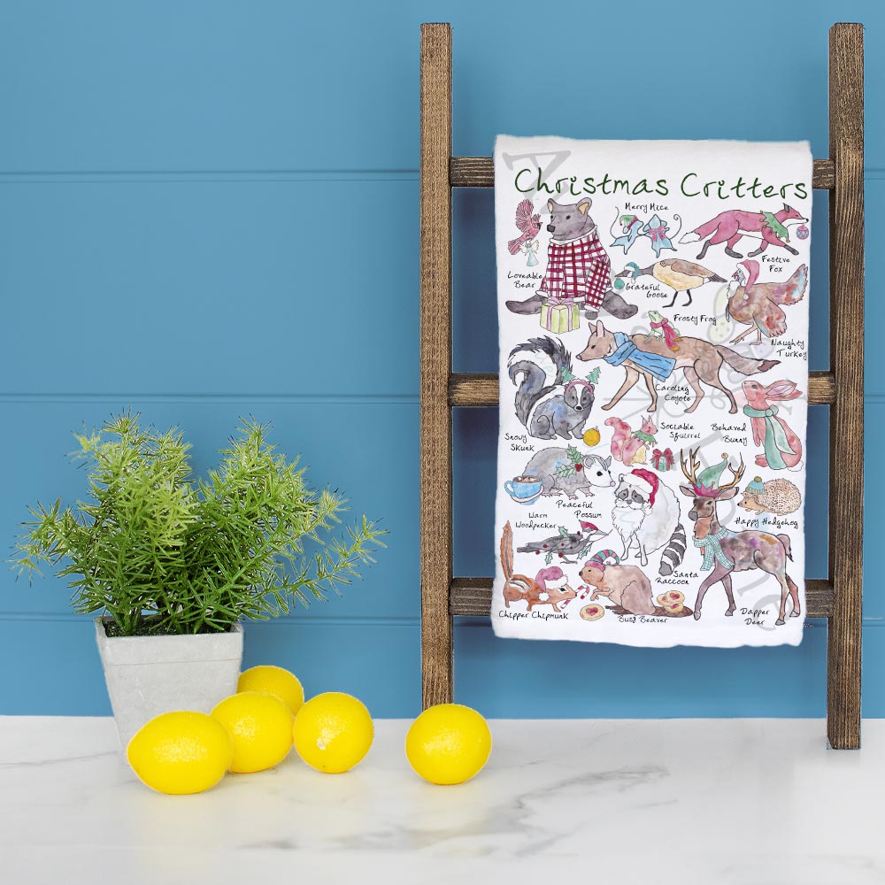 Christmas Critters Garden Kitchen Décor Tea Towel