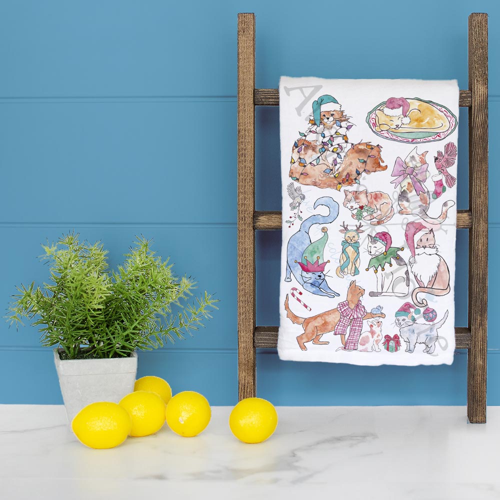 Adorable Cats Christmas Kitchen Décor Tea Towel