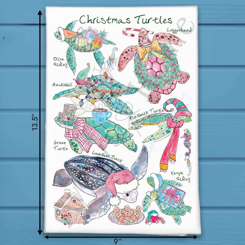 Christmas Sea Turtle Species Kitchen Décor Tea Towel