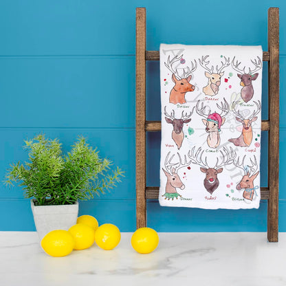 Santa's Reindeer Christmas Kitchen Décor Tea Towel