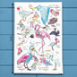 Christmas Coastal Birds Holiday Kitchen Décor Tea Towel