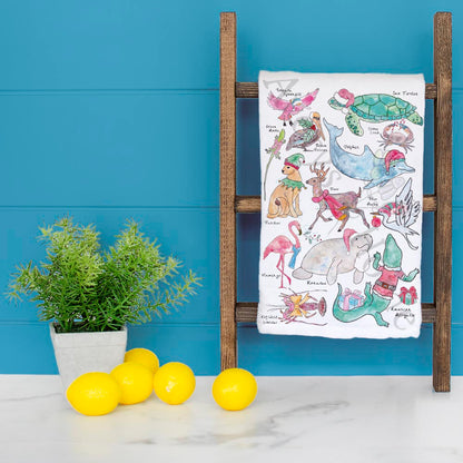 Christmas Florida Critters Holiday Kitchen Décor Tea Towel