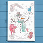 Winter Woodland Snowman Kitchen Holiday Décor Tea Towel