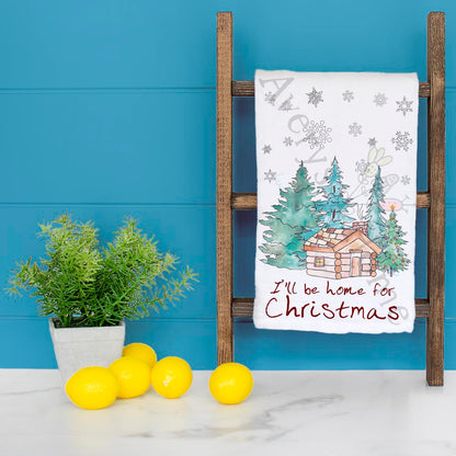 I'll be Home for Cabin Christmas Kitchen Décor Tea Towel