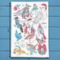 Christmas Backyard Birds Part 2 Kitchen Home Décor Tea Towel