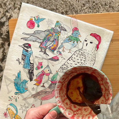 Christmas Backyard Birds Part 2 Kitchen Home Décor Tea Towel