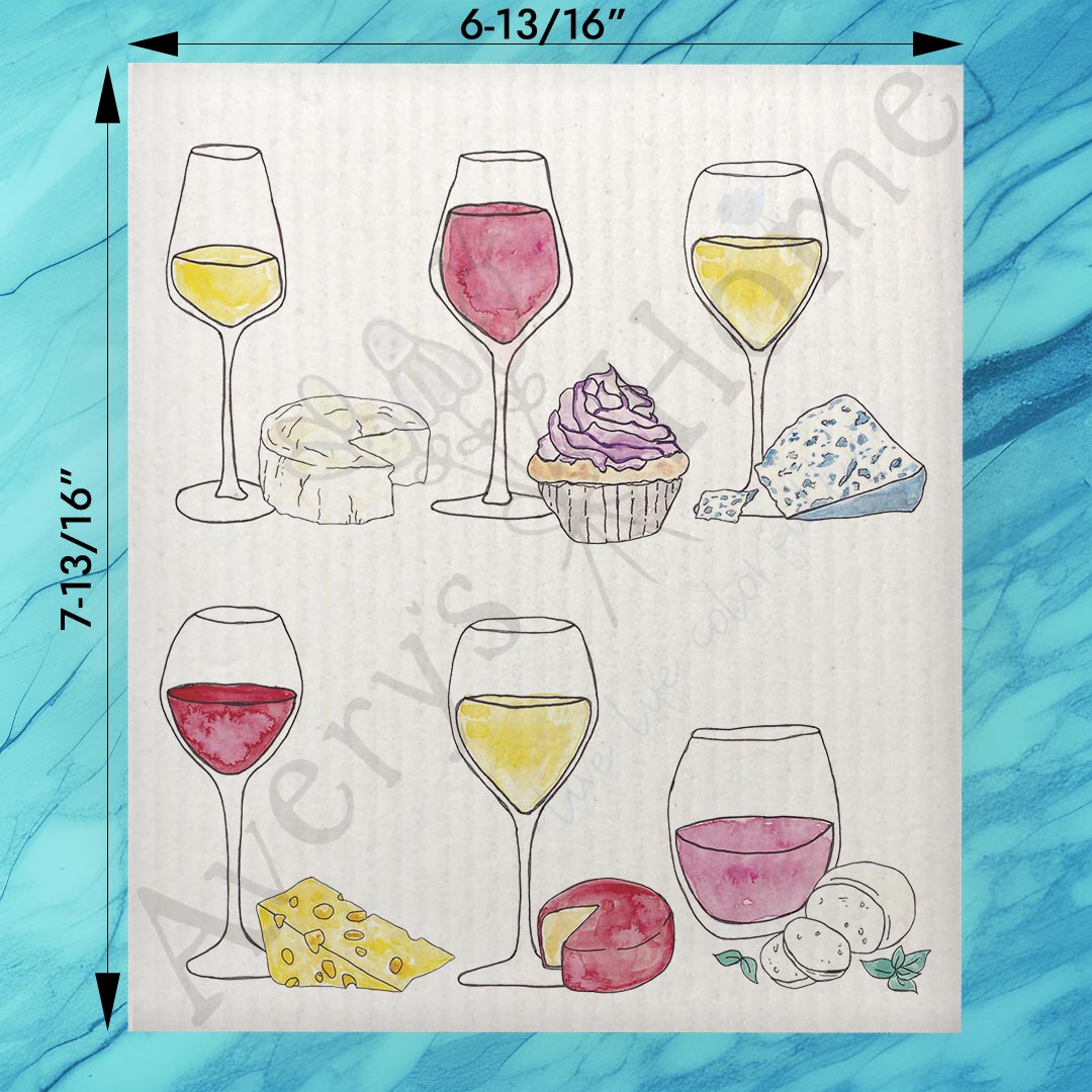 Wine & Cheese Pairing Swedish Dishcloth – Gourmet Host Gift