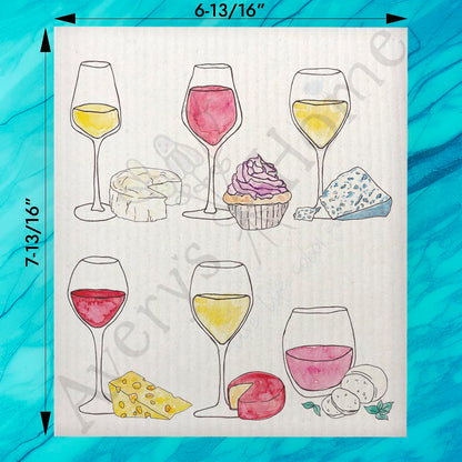 Wine & Cheese Pairing Swedish Dishcloth – Gourmet Host Gift
