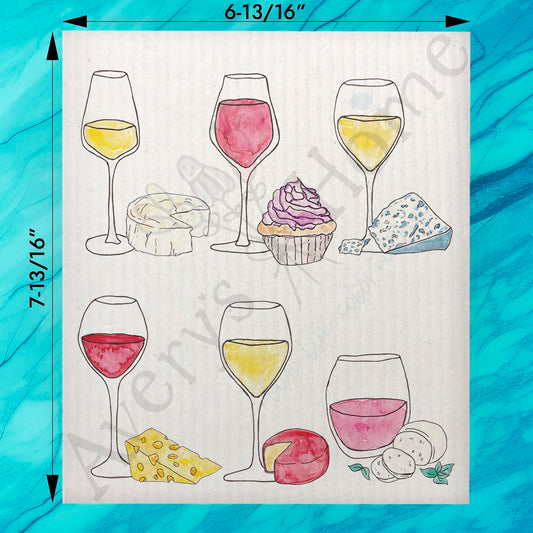 Wine & Cheese Pairing Swedish Dishcloth – Gourmet Host Gift