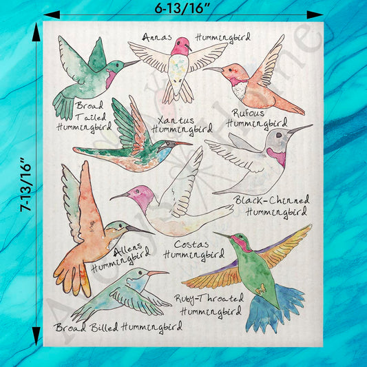 Hummingbirds of North America Swedish Dishcloth – Birdwatcher Gift