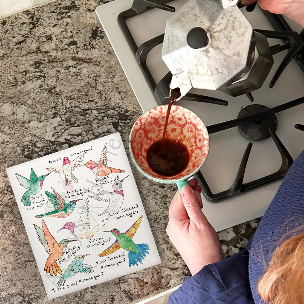 Hummingbirds of North America Swedish Dishcloth – Birdwatcher Gift