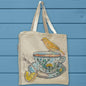 Teacup, Lemon & Yellow Bird Organic Cotton Tote Bag