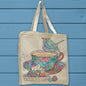 Teacup, Fruit Tart & Blue Bird Organic Cotton Tote Bag
