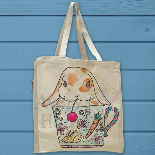 Teacup & Bunny Rabbit Organic Cotton Tote Bag