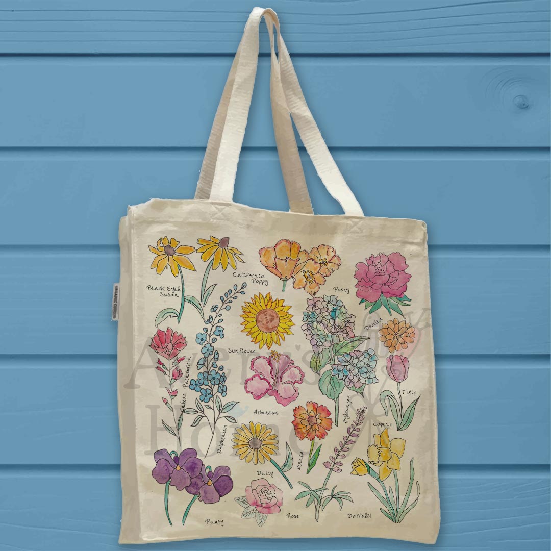 Summer Flowers Organic Cotton Tote Bag – Colorful Garden Gift