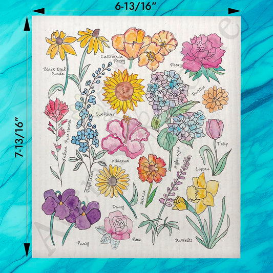 Summer Flowers Swedish Dishcloth – Colorful Garden Gift