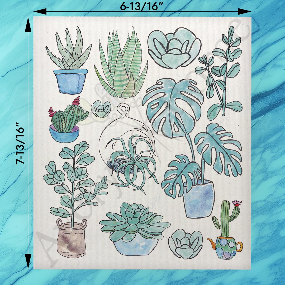 Succulent Collection Swedish Dishcloth – Plant Lover Gift
