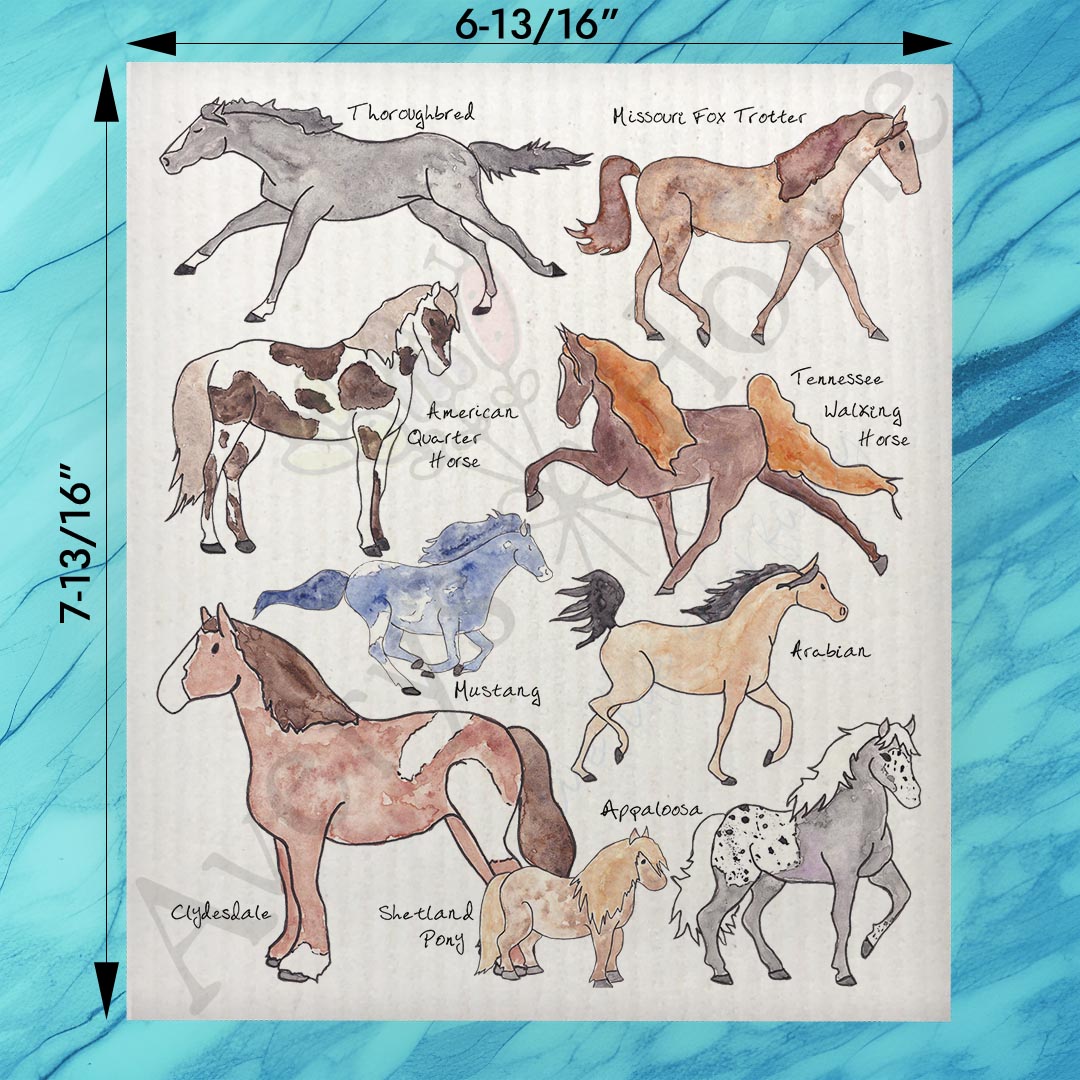 Horse Breed Swedish Dishcloth – Western & English Rider Gift