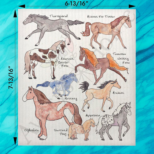 Horse Breed Swedish Dishcloth – Western & English Rider Gift