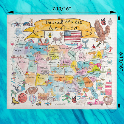 USA Map Swedish Dishcloth – State Travel Souvenir