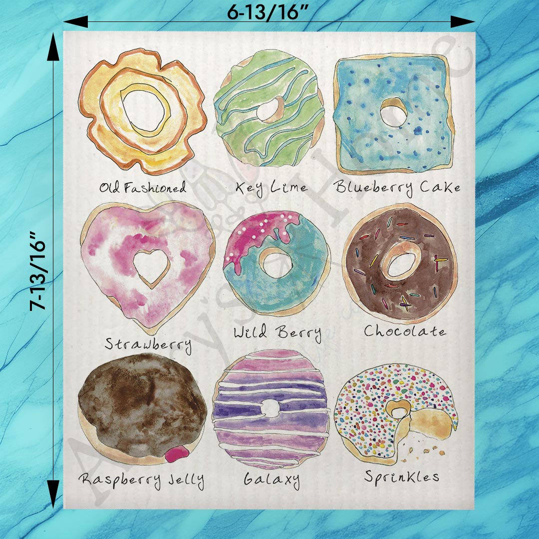 Donut Flavors Swedish Dishcloth – Sweet Kitchen Gift