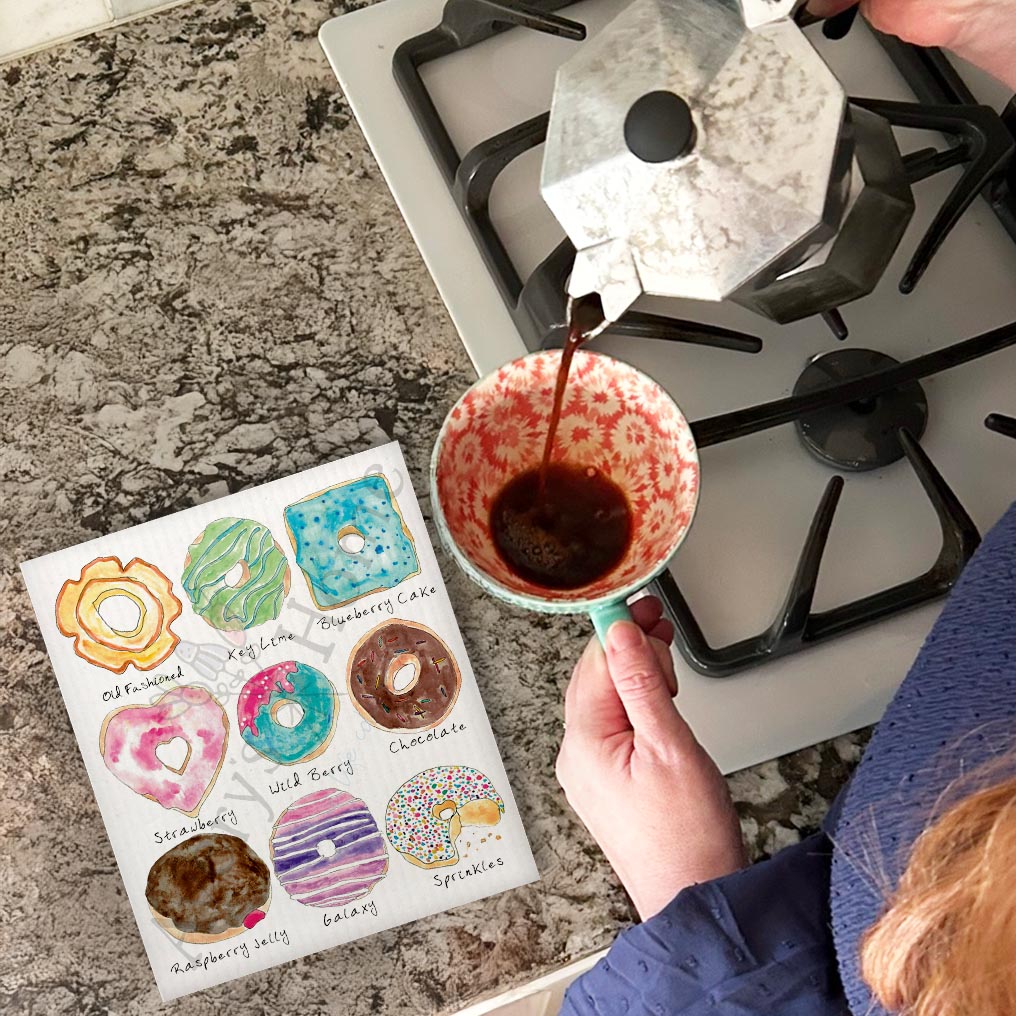 Donut Flavors Swedish Dishcloth – Sweet Kitchen Gift