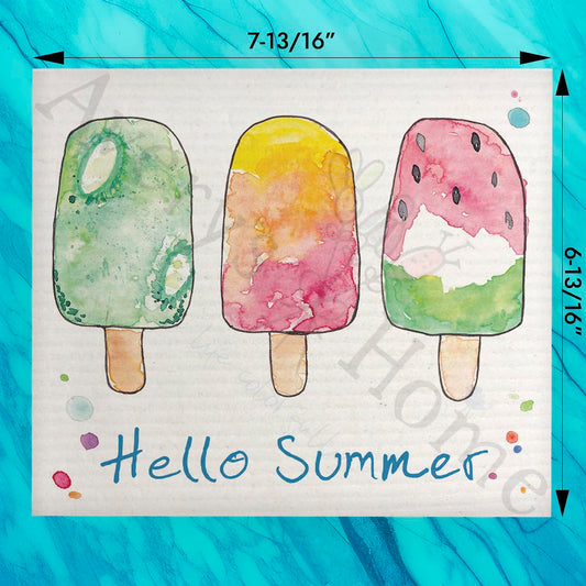 Hello Summer Popsicle Swedish Dishcloth – Seasonal Decor