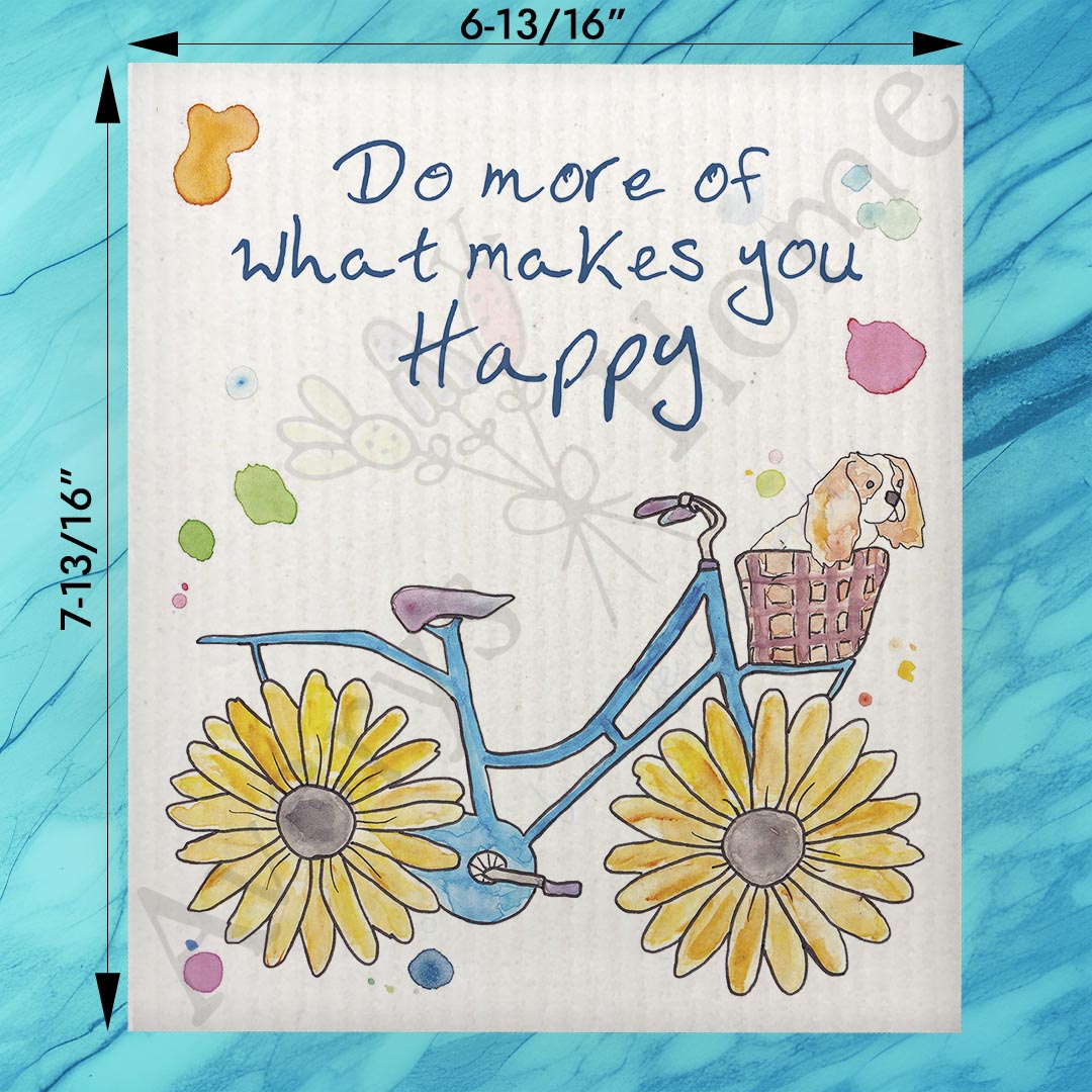 Dog on Bike Swedish Dishcloth – Whimsical Garden Ride