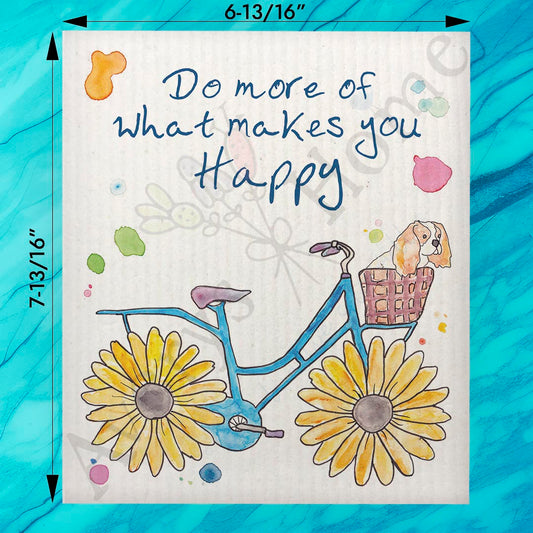 Dog on Bike Swedish Dishcloth – Whimsical Garden Ride