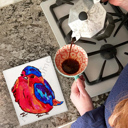 Life Is Beautiful Swedish Dishcloth – Bird & Floral Decor