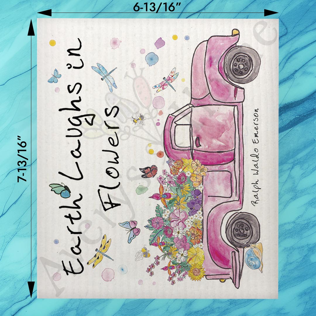 Earth Laughs in Flowers Swedish Dishcloth – Spring Truck Decor