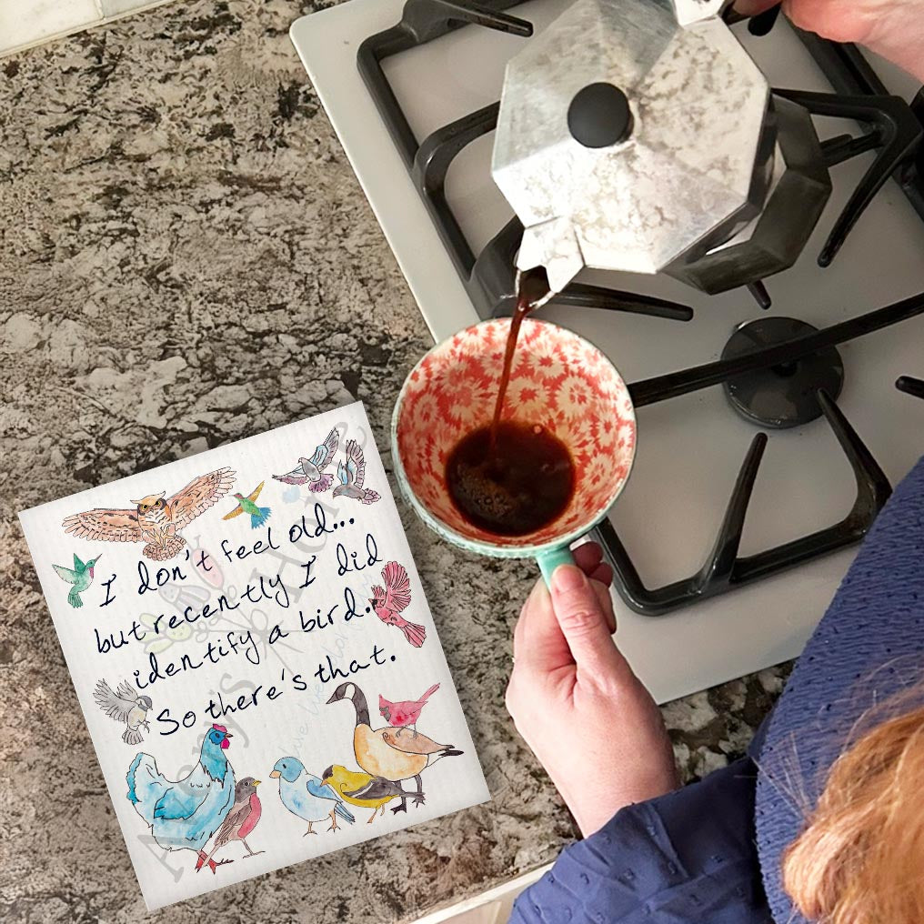 Don't Feel Old Bird Swedish Dishcloth – Funny Birthday Gift