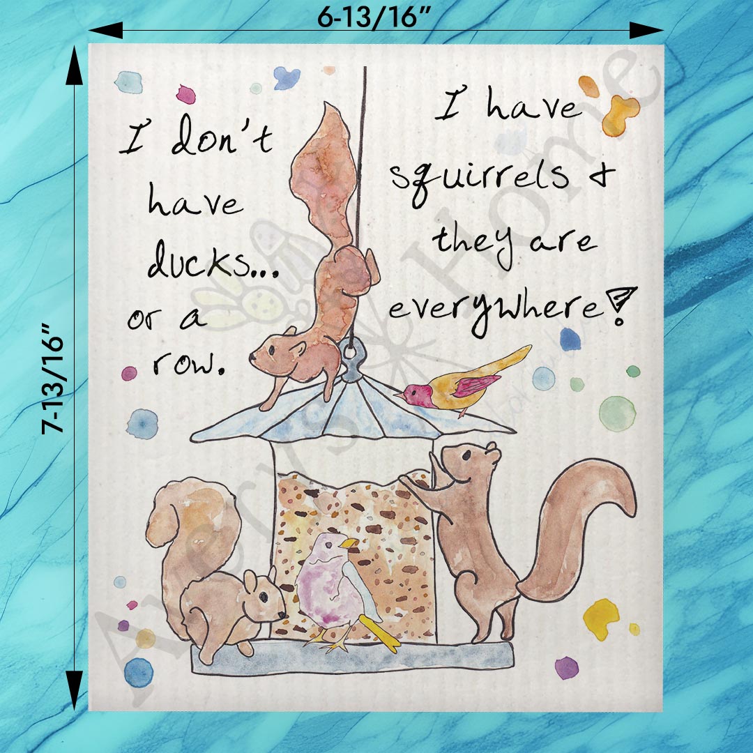 Ducks & Squirrels Swedish Dishcloth – Funny Chaos Humor