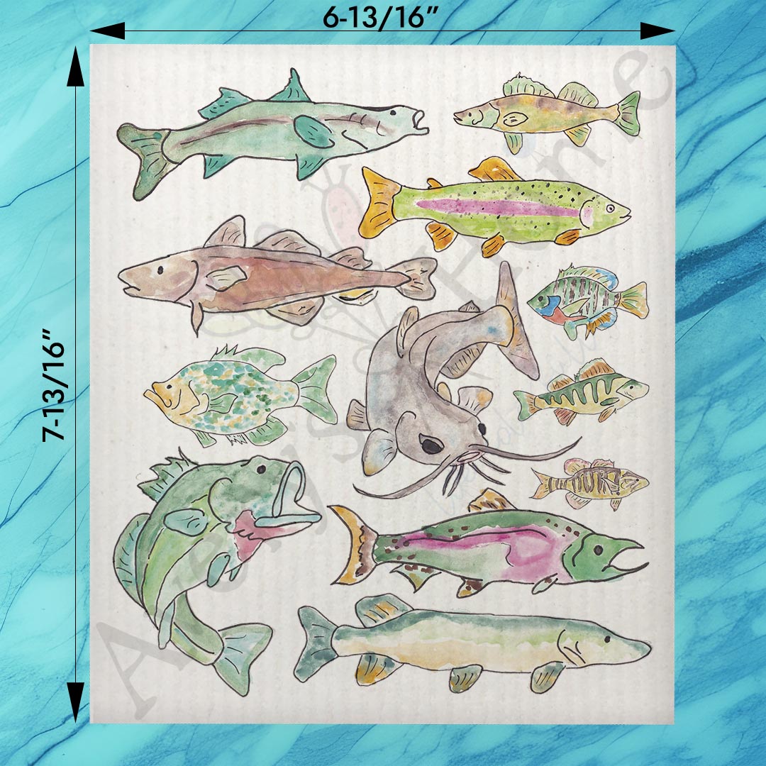 Freshwater Fishing Swedish Dishcloth – Lake Catch Decor
