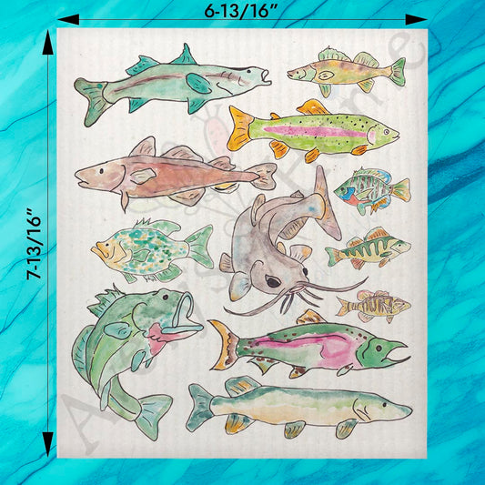 Freshwater Fishing Swedish Dishcloth – Lake Catch Decor