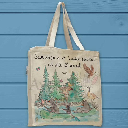 Sunshine & Water Organic Cotton Tote Bag – Custom Lake Quote Decor