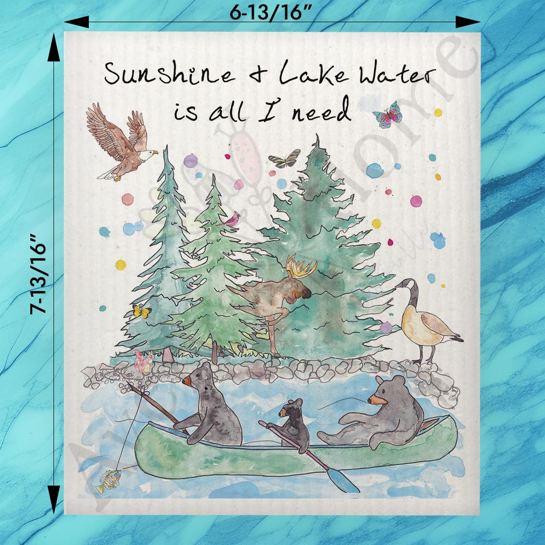 Sunshine & Water Swedish Dishcloth – Custom Lake Quote Decor