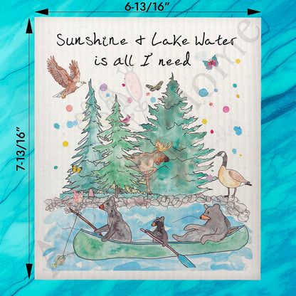 Sunshine & Water Swedish Dishcloth – Custom Lake Quote Decor