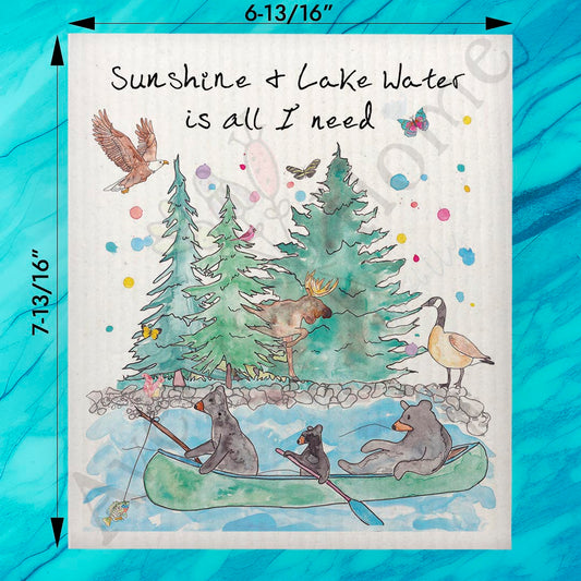 Sunshine & Water Swedish Dishcloth – Custom Lake Quote Decor