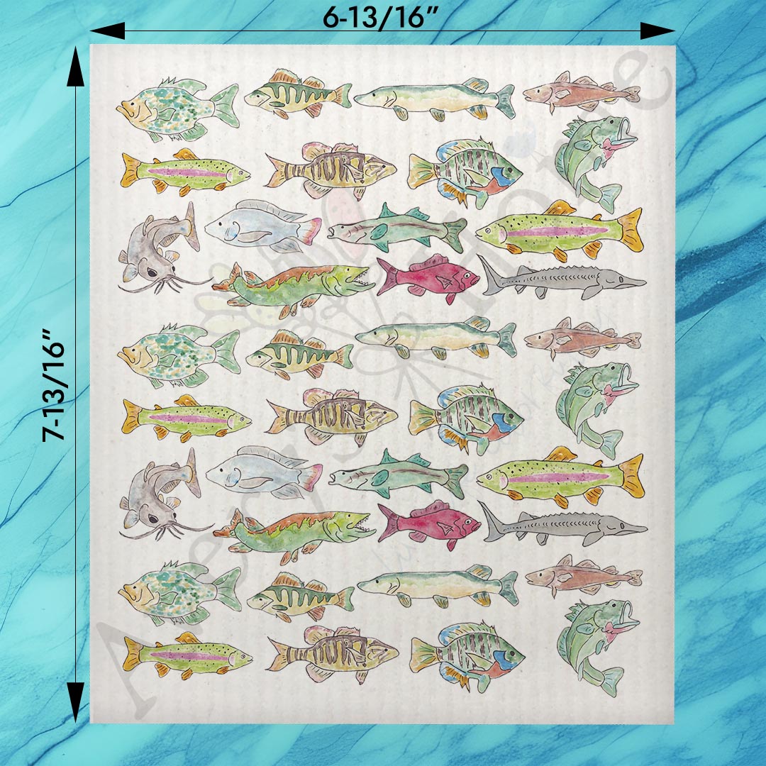 Lake Fish Pattern Swedish Dishcloth – Freshwater Decor